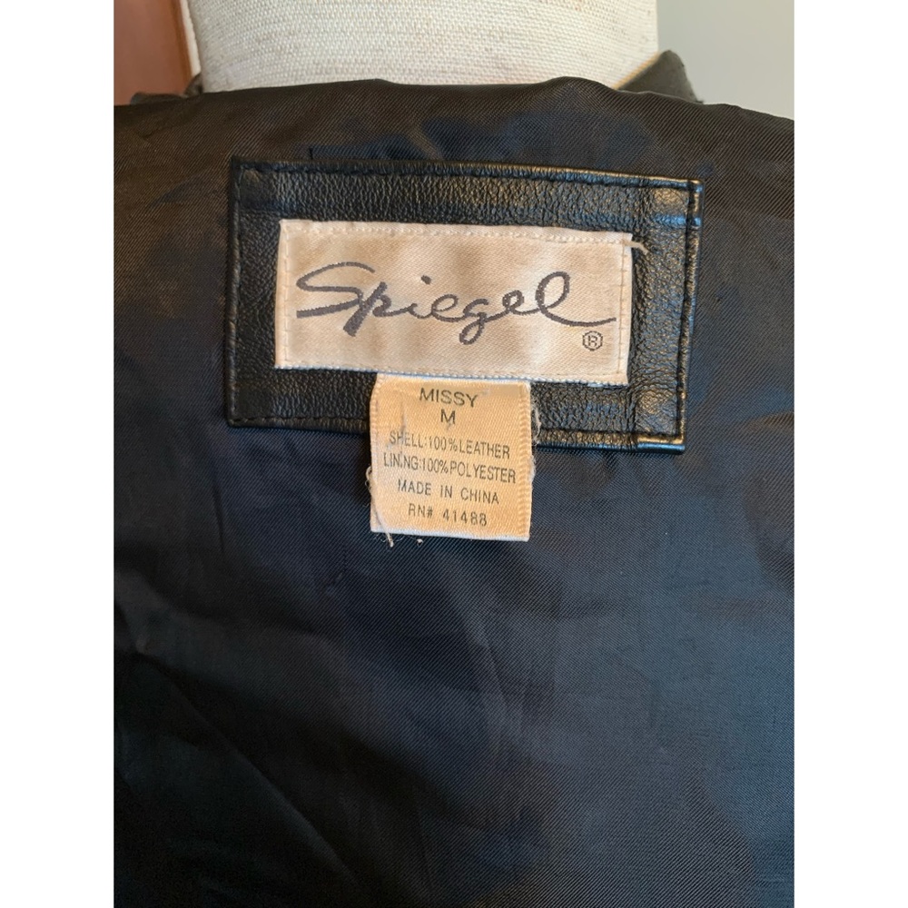 Vintage Black Leather Dress/Trench Coat by Spiegel - Picture 4 of 8